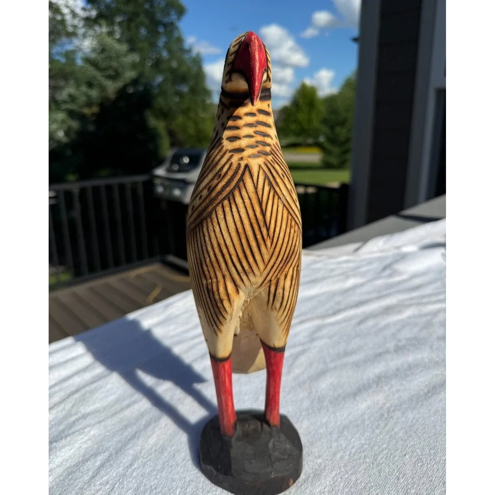 Unique Carved Wooden Artisan Bird Sculpture Toucan Folk Art 12
